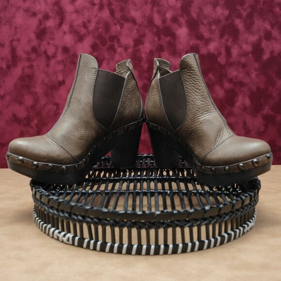 Pedro Garcia Women Brown Leather Studded Platform Heel Ankle Boots sz 6US EUR37 - Picture 4 of 6